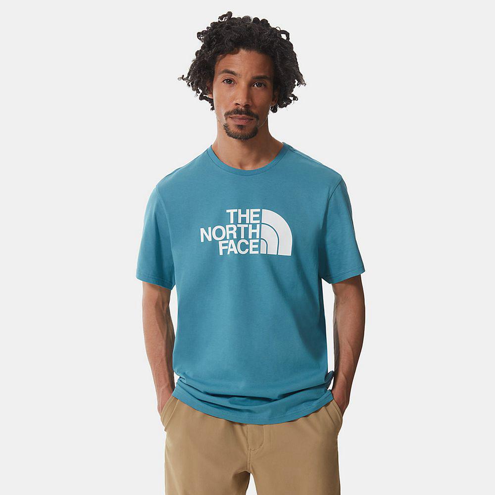 The North Face Easy Ανδρικα T Shirt - Μπλε / Ασπρα (OFQL10983)